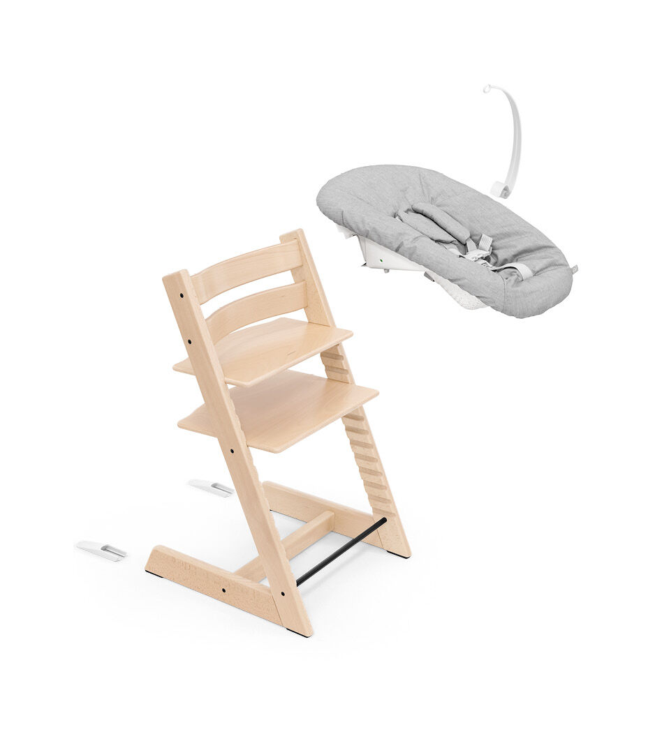 Tripp Trapp® chair Natural, with Newborn Set, extruded.